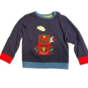 Mini Boden 3-4yr Crewneck Sweatshirt Train Appliqué Dog Long Sleeve
